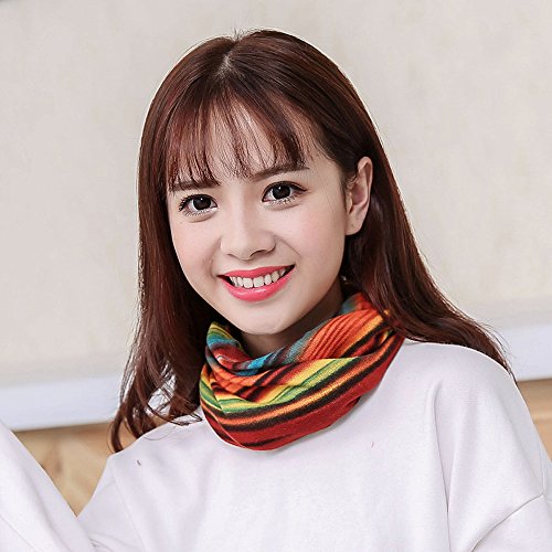 MIS1950s 2-in-1 Multi-Functional Stripe Beanie Hat, Ruffle Scarf, Turban,Head Wrap Cap,Lightweight Fashion Scarves for Women (Orange)