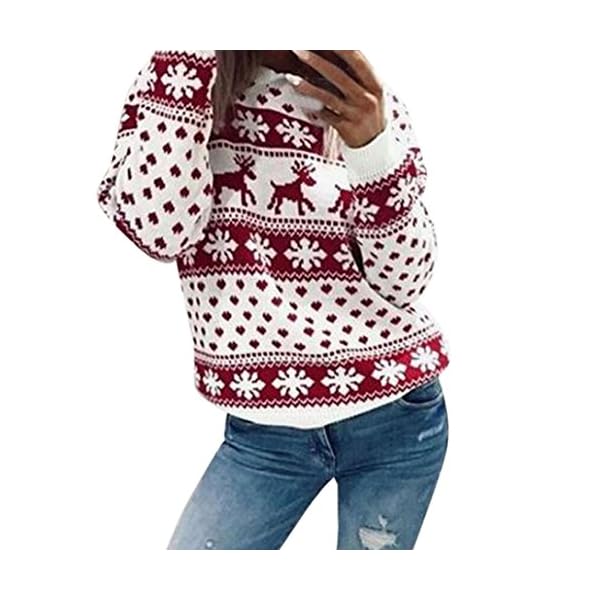 Christmas Floral Sweatshirt, Keepfit Women Reindeer Snowflake Blouse Top Sweater