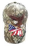 Aesthetinc Camouflage Patriotic American Eagle and American Flag Baseball Cap USA 3D Embroidery