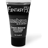 Mehron Makeup Fantasy FX - BLACK, Water-Based Face &amp; Body Paint | Face Paint and Body Paint for Halloween &amp; Quick Costume Makeup. Water-Based Self Setting Formula. Vegan &amp; Made in the USA.