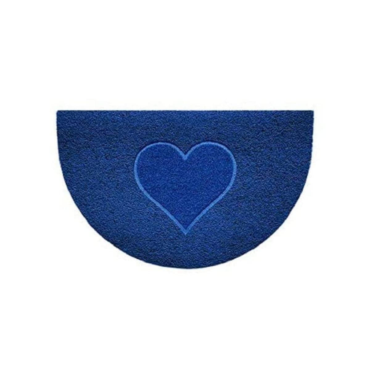 Nicoman Embossed Halfmoon Half Circle Door Mat Dirt-Trapper Jet-Washable Doormat 70x44cm (Blue, HEART Shape) - Use Indoor or Sheltered Outdoor