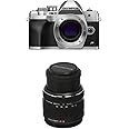 OM SYSTEM Olympus OM-D E-M10 Mark IV Silver Camera Body & Olympus M.Zuiko Digital 14-42mm F3.5-5.6 II R Lens Black