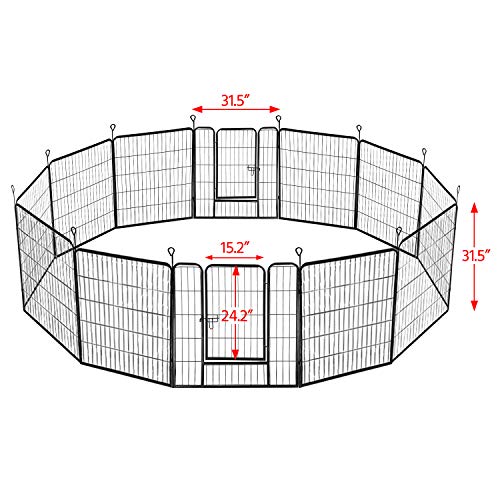 Yaheetech 32inch 12 Panel Foldable Dog Pen Metal Dog Exercise Pen