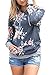 EIFFTER Womem Floral Print Pullover Hoodie Casual Long Sleeve Drawstring Hooded Sweatshirt With Pocket