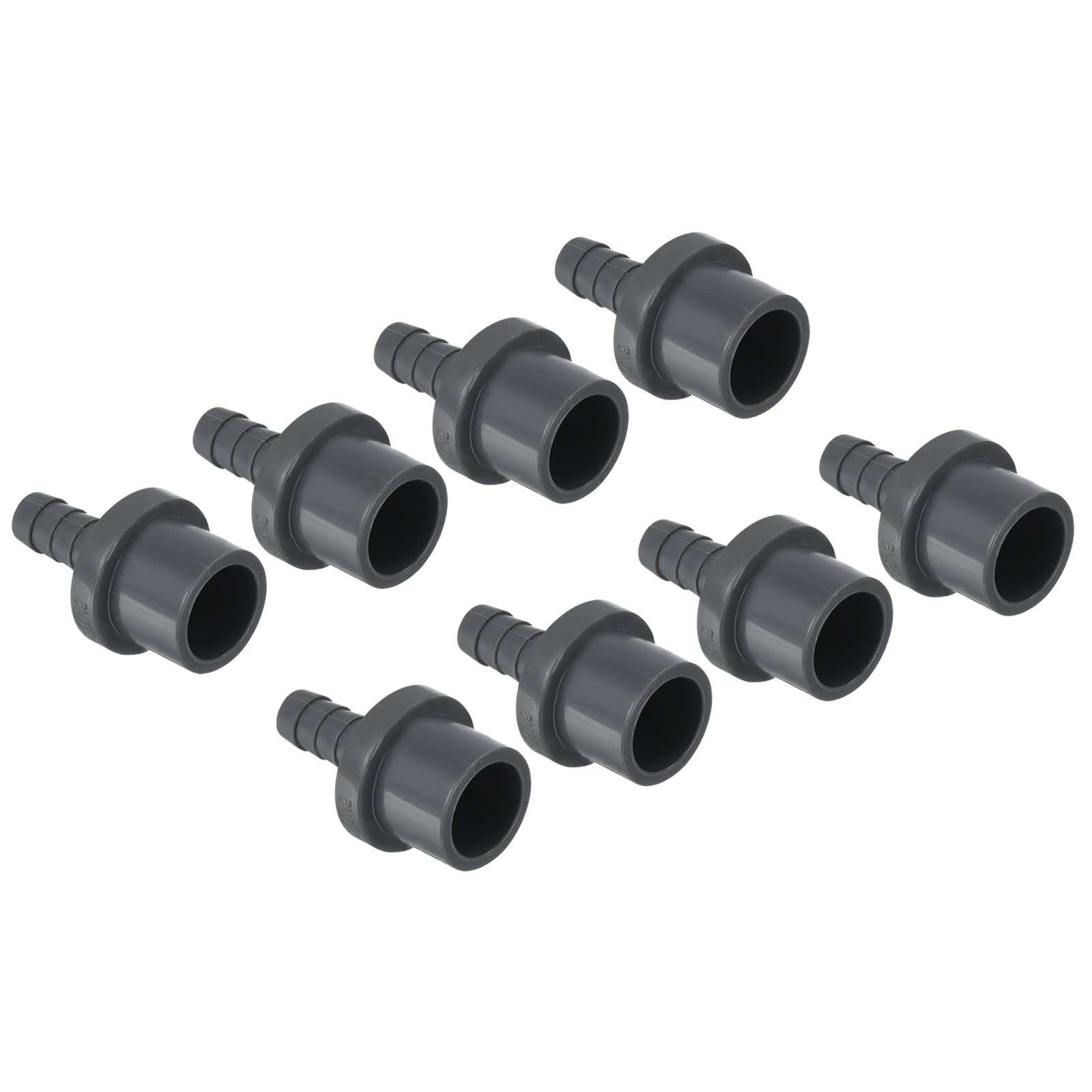 PATIKIL UPVC Reducer Pipe Fitting 20mm OD 9mm Barbed, 8 Pack Straight Coupling Adapter Connector, Grey