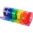Eagle Rainbow Tape Dispenser, Desktop Office Tape, Colored Adhesive Tapes Included, for Arts, Home, and Office use, Pack of 6