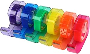 Eagle Rainbow Tape Dispenser, Desktop Office Tape, Colored Adhesive Tapes Included, for Arts, Home, and Office use, Pack of 6 Dispensers