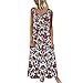 DondPO Women Vintage Bohemian Folk Dresses Summer V-Neck Boho Sleeveless Floral Printed Plus Size Beach Maxi Dress