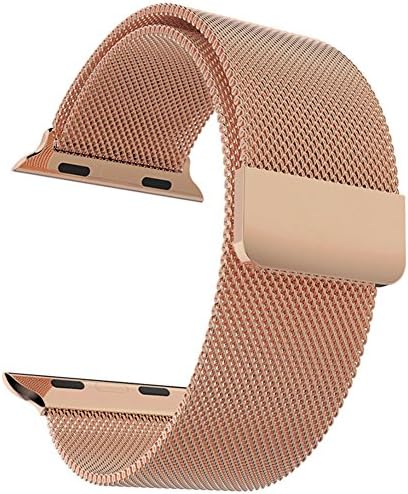 Aukoo Apple Watch Band, Milanese Loop Stainless Steel Bracelet Smart Watch Strap for iWatch with Unique Magnet Lock (38mm-Rose Gold)
