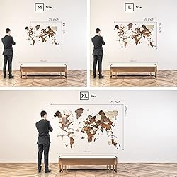 Awesometik" 3D Wood World Map Wall Art Decor - With