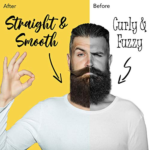 Beard Straightener Brush - Ceramic Heat w/Anti-Scald and Automatic Shut-Off Safety Features, 3-Temp Settings, LED Display - Straightening Brush w/Ionic Conditioning for Smooth and Sleek Hair