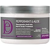 Design Essentials Peppermint & Aloe Therapeutics Anti-Itch Hair + Scalp Treatment Dandruff Hairgrooming, 5 Fl Oz., White
