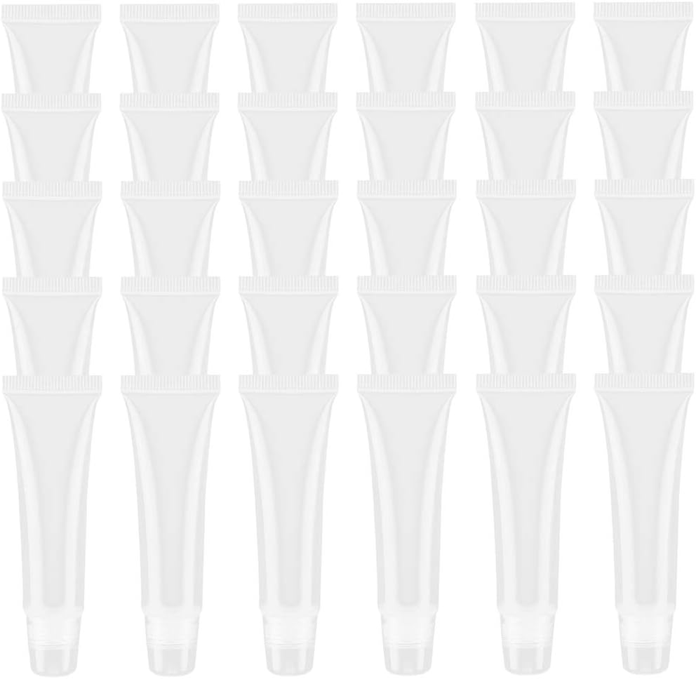 Lip Gloss Tubes Empty Lip Gloss Tubes Refillable Mini Clear Plastic Soft Tubes, Plastic Clear Spray Bottle Spray Bottle Small Travel Size, Soft Tube for Women Girls Cosmetics DIY(8 ML)