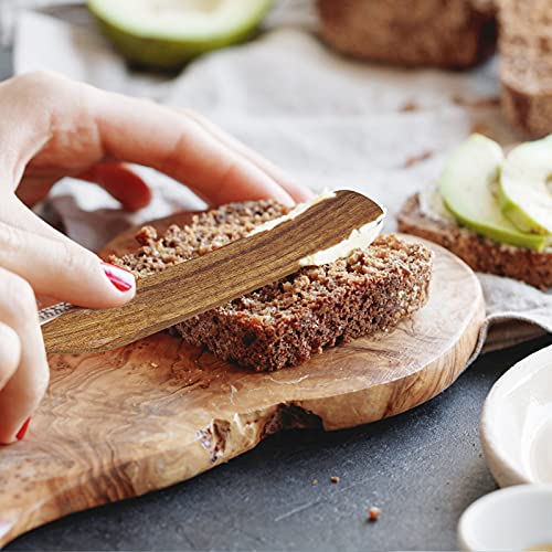 Wooden Cooking Utensils, TOPLANET 4 Pcs Natural Teak Kitchen Utensil Set Heat Resistant Non Stick Wood Cookware with Hanging Hole, Slotted Spurtle Spatula Sets for Stirring, Mixing, Serving