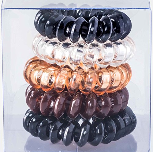 Herâ€™s 4 Colors, Hair Ring, Hair Ties Ponytail Holders, Hair Bands Elastic Hair Ropes Bands Styling Accessories for Girls, Ladies, and Women Pack of 5 Pieces. Diameter 1.6Inches.