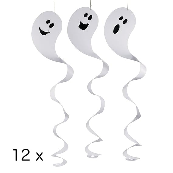 12 x lustige Geister Spirale Halloween Halloweendekoration Gespenster