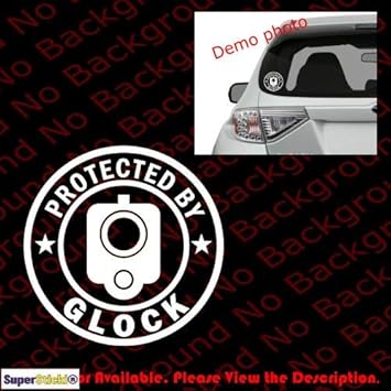 Superstiki Protected By Glock Approx 20 Cm Car Sticker Decal High Performance Film Uv And Car Wash Resistant Amazon De Automotive