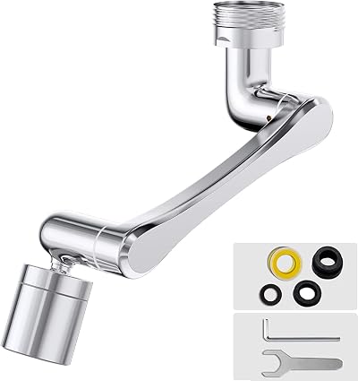 Cunbayi 1440° Rotatable Faucet Extender 2 Spray Mode Tap Aerator Silver