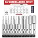 Baker and Bolt Allen Wrench Drill Bit Set (12pc COMPLETE SAE SET) Hex Shank Magnetic Bit Set - THE GIFD COLLECTION - Fortified S2 Steel - Long 2in Heads for Handheld and Electric Drills