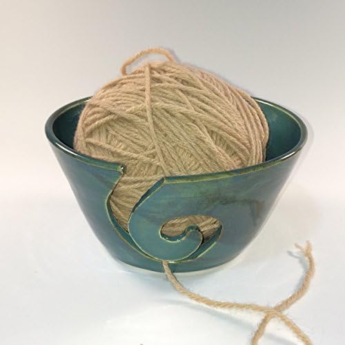 Ceramic Yarn bowl - Blue Knitting Bowl - Spiral - Mixed Stoneware - Yarn Storage Bowl - Wheel Thrown Yarn Holder - Pottery Yarn Bowl - Discounted - Price Reduced