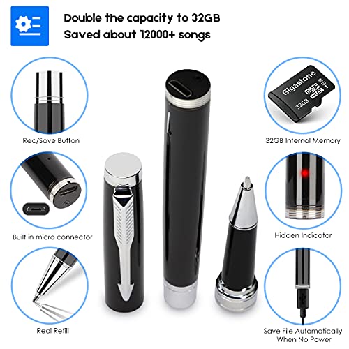 Digital Voice Recorder 32GB Mini Audio Recorder Recording Device with