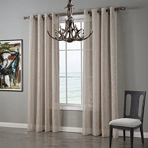 JackLook Home Decorations Grommet Voile Curtains Delicate Sheer Curtains for Dining Room 2 Drapes (55W x 102L Inch Beige)