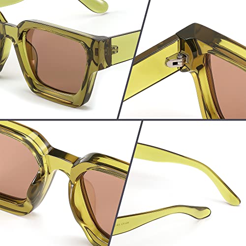 FEISEDY Gafas de sol cuadradas retro de los 90 para mujer Hombre Lentes de sol rectangulares de moda con protección UV400 B2385