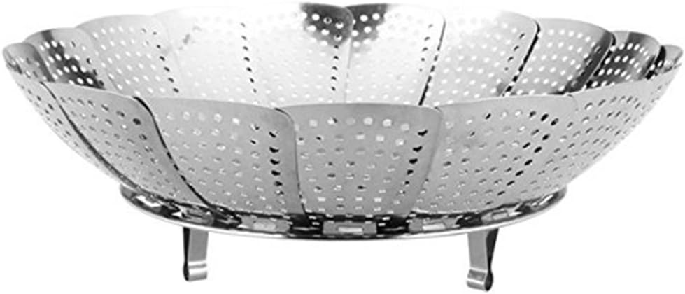 304 Stainless Steel Vegetable Steamer，Folding Collapsible Basket for Veggie Fish Seafood Cooking, Expandable to Fit Various Size Pot (6.8" to 10.2")