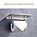 Sumnacon Stainless Steel Bathroom Tissue Holder with Mobile Phone Storage Shelf - Wall Mount Wipes Holder/Dual Paper Towel Dispenser/Hooks/Tower (Thin)