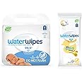 WaterWipes Bundle, Original 300 Count (5 packs) & XL Bathing Wipes 16 Count (1 pack), Plastic-Free, 99.9% Water Based Wipes, Unscented, Hypoallergenic for Sensitive Skin, Packaging May Vary