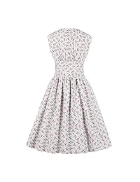 BJGXFMQ Vestido de té vintage con botones y cuello en V para mujer