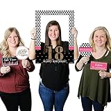 Big Dot of Happiness Chic 18th Birthday - Pink, Black and Gold - Birthday Party Selfie Photo Booth Picture Frame & Props - Printed on Sturdy Material