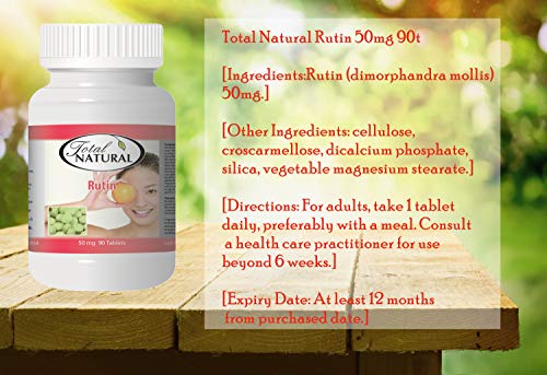 Rutin 50mg 90 Tablets [2 Bottles] by Total Natural, Anti-inflammatory, Help Absorb and Utilize Vitamin C, Improved Vascular Health, Vision Care - Thumbnail 3