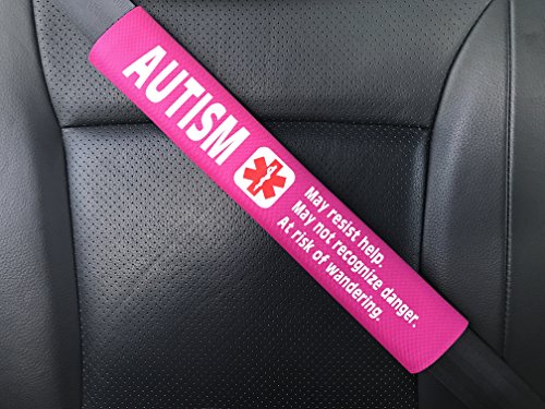 Autism Medical Alert Seat Belt Cover (Bright Pink)