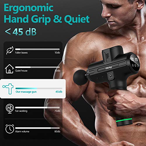LDesign Massage Gun, High-Torque Brushless Motor Professional Deep Tissue Percussion Muscle Massager, 30 Speed High-Intensity Vibration Quiet Rechargeable Muscle Massager, 11 Massage Heads Portable Massage Gun for Gym Office Home Workout Re
