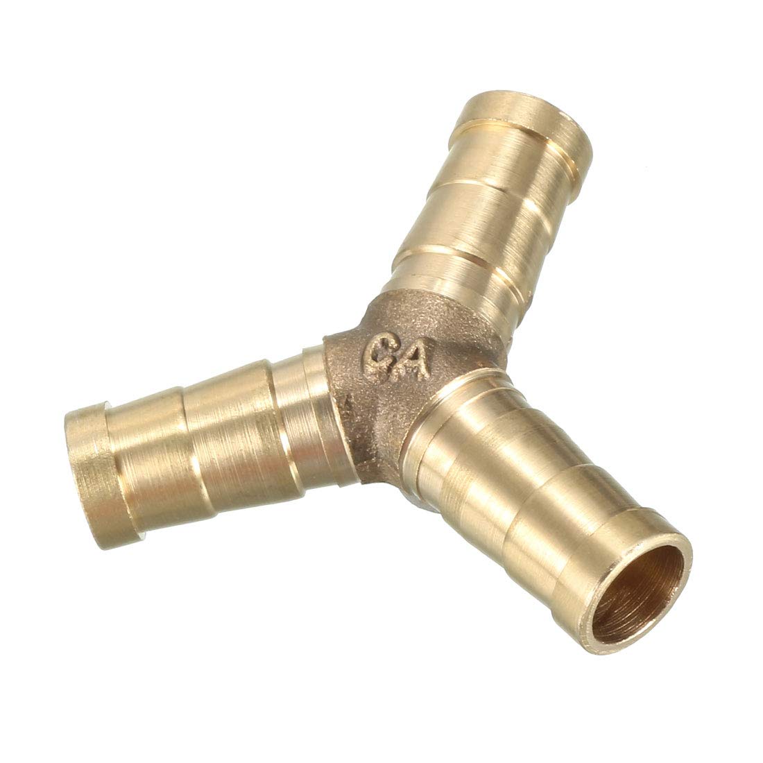 sourcing map 10mm Brass Barb Hose Fitting Tee Y-Shaped 3 Way Connector Adapter Joiner
