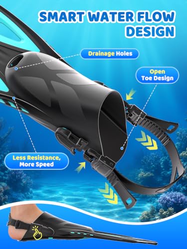 Pinne Snorkeling Pinne Nuoto Piscina per 32-36 | 37-41 | 42-47 | Leggere e Confortevoli | Design Morbido | Regolazione Tallone Aperto | Unisex | Per Uso Acquatico Piscina Mare