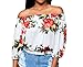 Huusa Womens Sexy Vintage Floral Print Off Shoulder Crop Top Clubwear