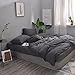LIFETOWN 100% Jersey Knit Cotton Duvet Cover Set T-Shirt Feel Bedding Set Ultra Soft Wrinkle-Free (Heathered Dark Grey, King)