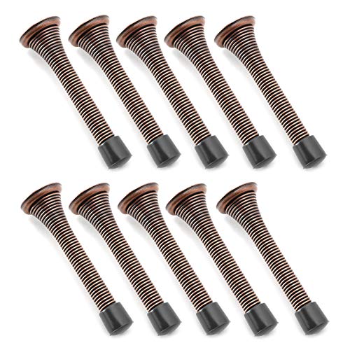Cauldham 10 Pack Heavy-Duty Spring Door Stop - 3-1/8" Flexible Stopper with Rubber Bumper - Oil Rubbed Bronze - Thumbnail 3