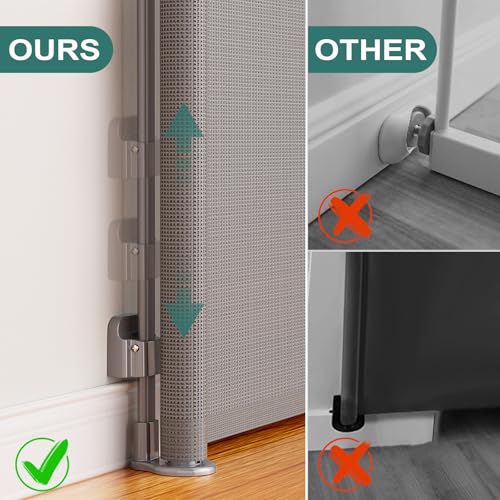 Babepai Retractable Baby Gates Extra Wide | 55" Wide x 34" Tall Dog Gates for Stairs | Indoor/Outdoor Use | Child Gates for Doorways, Deck, Porch, Hallways, Patio - Gray
