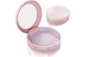 SENCCO Slim Retainer Case, Medical-Grade Plastic, BPA Free, Travel Retainer Holder Case for Pocket, Magnetic Aligner Case with Mirror Design, Compatible with Invisalign- Pink