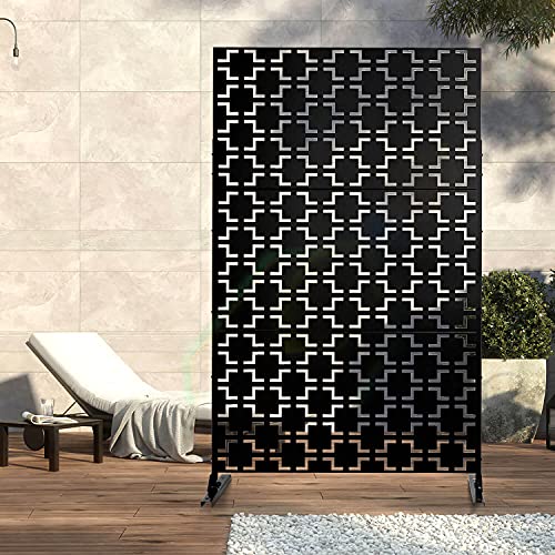 Patio Privacy Screen Balcony Decorative Screen Set with Stand, Outdoor