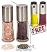 [FREE BONUS] Gourmet Brushed Stainless Steel Adjustable Ceramic Salt and Pepper Mill Grinder Set – Salt and Pepper Shakers Set - FREE High Grade Stainless Steel Oil and Vinegar Cruet Sprayer Set