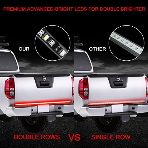 LPENG 60'' double Rows LED Truck Tailgate Light Bar Strip Red/White Reverse Brake Stop Turn Signal Parking Running Weatherproof No-Drill Installation Universal truck car SUV