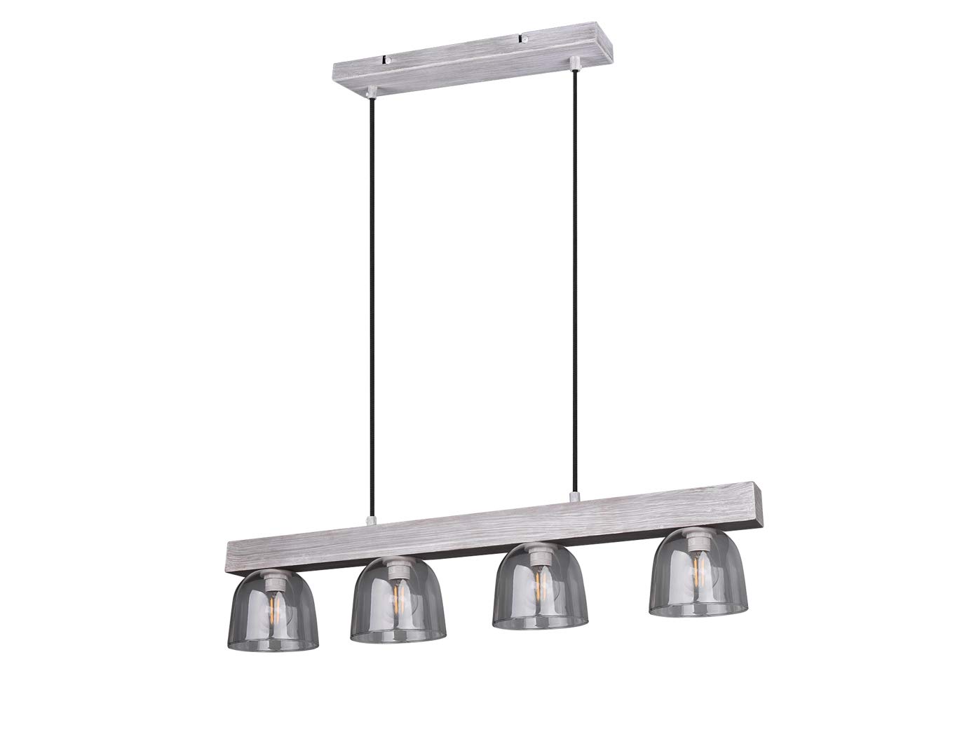 Reality Leuchten Karina R30064054 Pendant Light Grey Wood/Glass Smoky Coloured / 4X E14