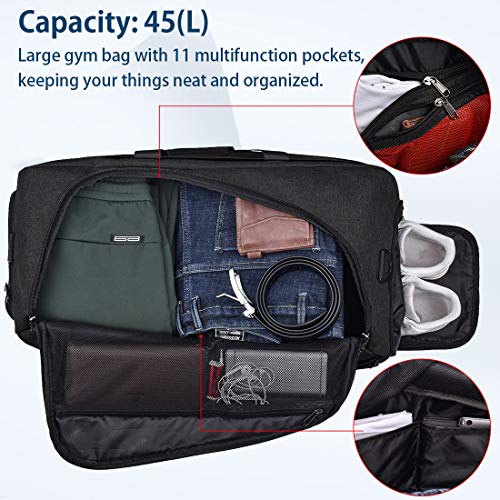 image for NUBILY Gym Bag Sports Duffle Bag with Shoes Compartment Waterproof Lar