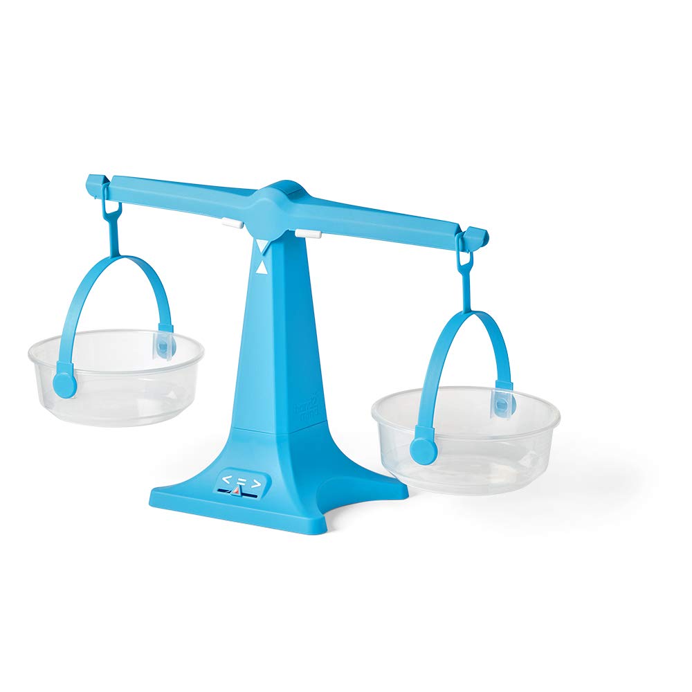 hand2mind Blue Nestable Pan Balance, Clear Double Balance Scale for Kids, Weight Scale for Liquids and Solids, Easy to Assemble, Space Saving Storage Base, Balance Scale for Classroom (Set of 1)