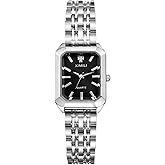 Avaner Women's Silver Square Watches: Ladies Stainless Steel Easy Reader Analog Quartz Classic Elegant Bracelet Wrist Watch