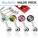 4Pcs Logos Tongue Rings 316L Surgical Steel Barbell with Epoxy Dome Ball